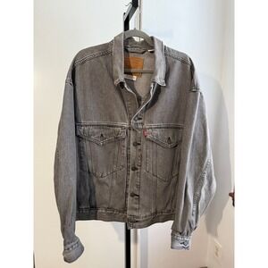 RARE Levi's Men's Premium Grey Denim Trucker Jacket - Large